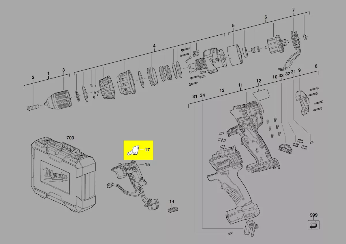 curseur inverseur réf. 4931404609 Milwaukee